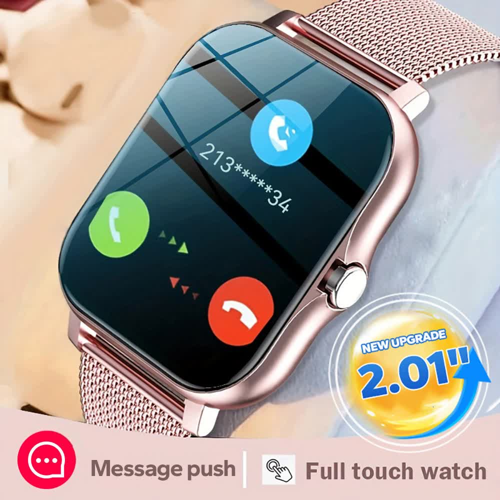 NNEDSZ Gold Smart Fitness Watch with Large Display - 24 Sport Modes, Heart Rate Monitor & More